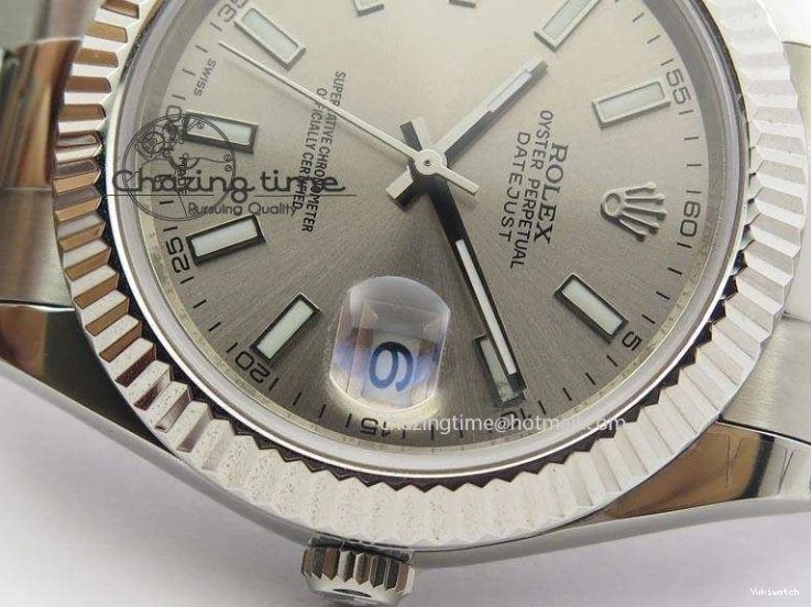 SS II 116334 On Sliver Sticks Dial Markers 41mm A3136 SS Gray Datejust Bracelet 0405